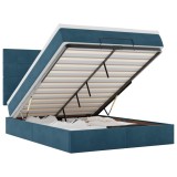 Cumpara ieftin Cadru pat otoman cu saltele Albastru inchis 140x190cm catifea