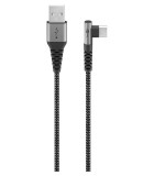 Cablu elegant extra-robust textil USB2.0 type C 90 grade - USB-A 0.5m 60W mufe metalice Goobay 64655