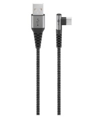 Cablu elegant extra-robust textil USB2.0 type C 90 grade - USB-A 0.5m 60W mufe metalice Goobay 64655 foto