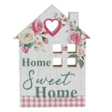Decorațiune de Masă, Model &quot;Home Sweet Home&quot;, Lemn, Culoare Ecru, Multicolor, Dimensiuni 14.7x2.4x19.6cm, Oem