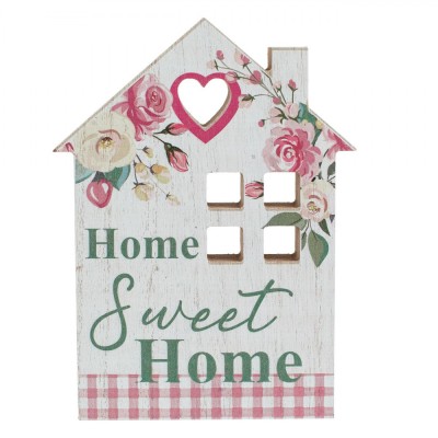 Decorațiune de Masă, Model &amp;quot;Home Sweet Home&amp;quot;, Lemn, Culoare Ecru, Multicolor, Dimensiuni 14.7x2.4x19.6cm foto