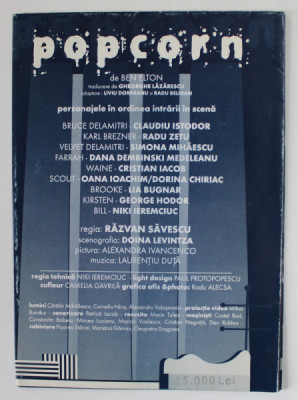 POP CORN de BEN ELTON , POSTER - PROGRAM , TEATRUL MIC , ANII &amp;#039;2000 foto