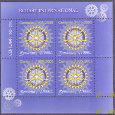 ROMANIA 2005 LP 1673 Centenarul Rotary International bloc de 4 MNH x4 cu margine