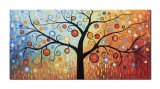 Cumpara ieftin Tablou gigant pictat manual living, Copacul vietii, bucurie, 140x70cm ulei panza, gata de expus pe perete