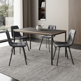 Set masa cu 4 scaune Lindesberg, gri &icirc;nchis, stil modern