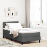 vidaXL Pat cu arcuri și saltea Gri &icirc;nchis 100x200 cm din țesătură