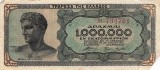 Bancnota Grecia 1.000.000 Drahme 1944 - P127 VF ( vezi descriere )