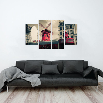 Tablou canvas 4 piese - Moulin rouge foto