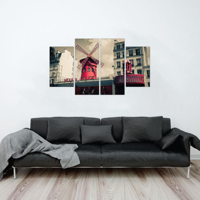 Tablou canvas 4 piese - Moulin rouge