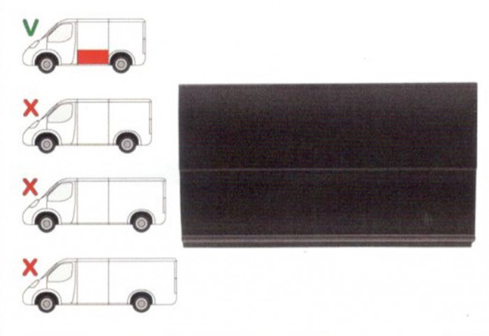 Panou reparatie lateral Mercedes Transit, 2001-2013 Model Scurt Partea Stanga, Lateral, lungime 1190 mm , inaltime 668 mm,