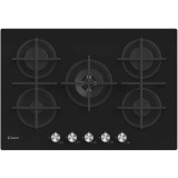 Plita incorporabila pe gaz Candy CVG74WPB, 5 zone de gatit, neagra