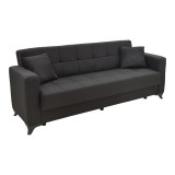 Canapea extensibilă Modesto cu 3 locuri si lada de depozitare, Negru, 215x85x80 cm