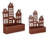 Cumpara ieftin Set 2 suporturi ghivece flori metal maro Village 30.5x8x40 cm; 40.5x11x53 cm