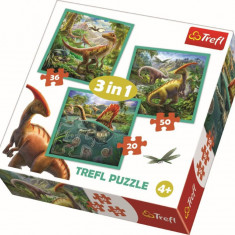Puzzle trefl 3in1 lumea extraordinara a dinozaurilor