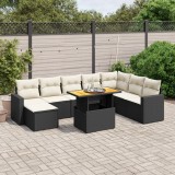 VidaXL Set mobilier de grădină cu perne, 9 piese, negru, poliratan