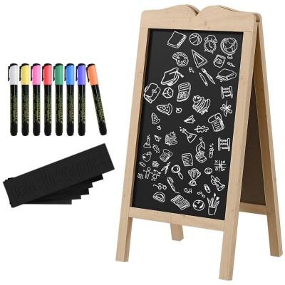 Tabla magnetica cu stergere uscata, afisaj restaurant, neagra, 8 markere, 6 sabloane, 51x42x101 cm foto