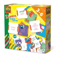 Joc educativ de invatat engleza pentru copii cu carduri si creioane colorate, 3-6 ani
