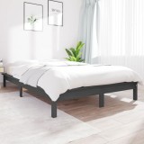 VidaXL Cadru de pat, gri, 140x190 cm, lemn masiv de pin