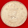(A888) MONEDA DIN ARGINT OLANDA - 1 GULDEN 1958, REGINA JULIANA, 6.5 GRAME, PURITATE 720, Europa