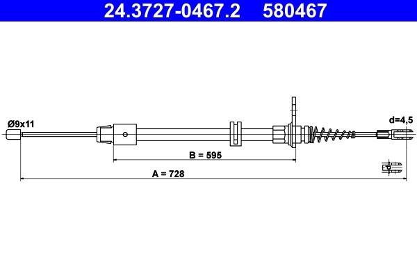 ATE 24.3727-0467.2 Cablu, frana de parcare