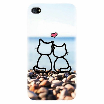 Husa silicon pentru Apple Iphone 4 / 4S, In Love Cats foto