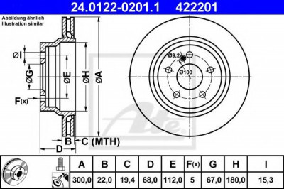 Disc frana MERCEDES E-CLASS T-Model (S211) (2003 - 2009) ATE 24.0122-0201.1 foto