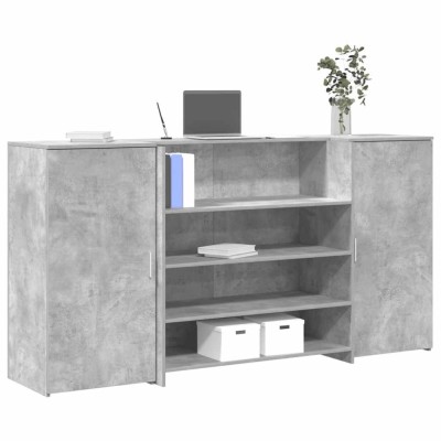 Birou de recepție Gri beton 200x50x103,5 cm Lemn prelucrat foto