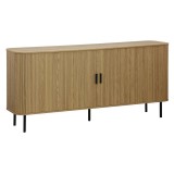 Cumpara ieftin Consola Scandi MDF culoare lemn naturala cu picioare din metal negru 170x45x80cm