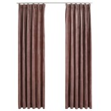 Cumpara ieftin Draperii opace 2 buc. roz antichizat 140x245 cm catifea carlige