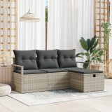 VidaXL Set de canapele pentru grădină 4 pcs Gri deschis Rattan poli