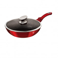 Tigaie wok Burgundy Metalic Line Berlinger Haus, 28 cm, marmorata, rosu burgund metalic