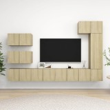 VidaXL Set dulapuri TV, 8 piese, stejar sonoma, lemn prelucrat