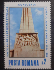 ROMANIA 1984 Lp 1112 , 200 ani de la rascoala Horra Closca si Crisanserie 1v MNH foto