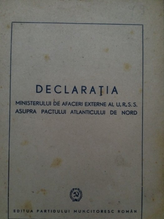 Declarația ministerului de externe al U.R.S.S. asupra Pactului ...NATO