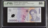 Bancnota 50000 Lei 2002 PMG66 UNC Gradata - Bancnote Romanesti