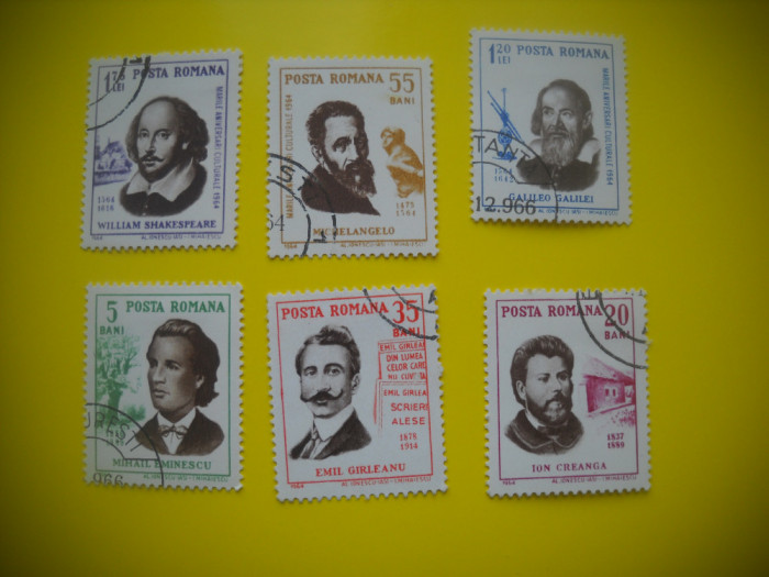 HOPCT LOT NR 200 ANIVERSARI CULTURALE 1964-6 TIMBRE VECHI-STAMPILAT ROMANIA