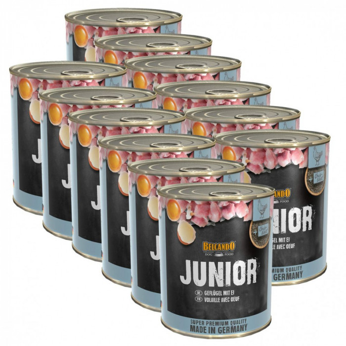 BELCANDO Junior - Carne de pasăre cu ou - cutie 12 x 800g