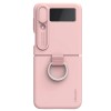 Husa Nillkin CamShield Silky Silicone Peach pentru Samsung Galaxy Z Flip 4 5G, protectie camera + inel