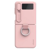 Cumpara ieftin Carcasa Nillkin Cam Shield Silky Silicone compatibila cu Samsung Galaxy Z Flip 4 5G Peach