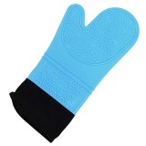 Manusa de bucatarie Pufo Simple din silicon pentru gratar sau cuptor, captusita, 37 cm, albastru/negru