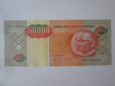 Angola 50000 Kwanzas 1995 UNC bancnotă mai rară foto