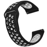 Curea silicon compatibila Huawei Watch GT 3 46mm, VD Very Dream&reg;, telescoape QR, Negru/Alb