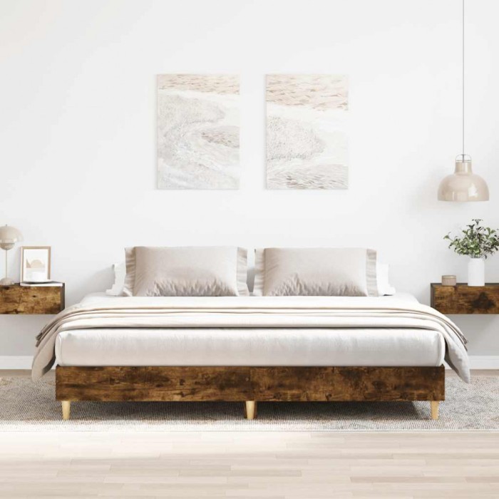 Gossi cadru pat fara saltea stejar fumuriu 180x200cm lemn prelucrat