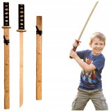 SET DE KATANA DE LEMN PENTRU ANTRENAMENT 53 CM SAMURAI CU TEACȘI ȘI &Icirc;MPACETARE