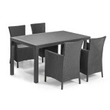 Cumpara ieftin Set de mobilier de grădină Meliowa cu 4 locuri, culoare grafit, cu perne gri deschis
