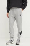 adidas pantaloni de trening Future Icons culoarea gri, cu imprimeu, JD4867
