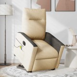 vidaXL Fotoliu electric de masaj rabatabil cu ridicare, crem, textil