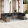 VidaXL Set de canapele pentru grădină cu pernă 10 pcs Gri Rattan poli 3348175