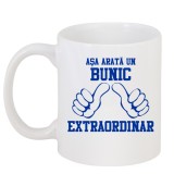 Cana alba personalizata &quot;Bunic extraordinar&quot;, INOVATIX&reg;. 330ml