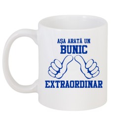 Cana alba personalizata &quot;Bunic extraordinar&quot;, INOVATIX&reg;. 330ml